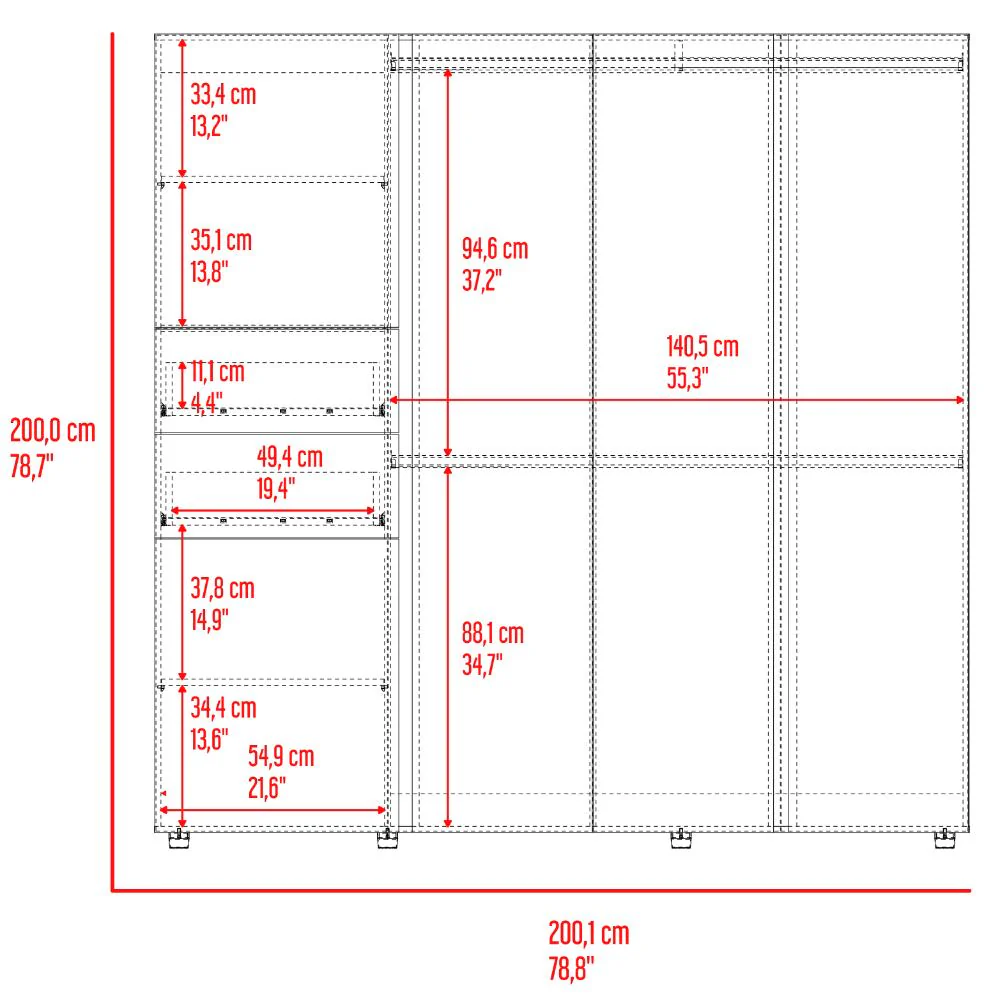 CLOSET ANTALYA 200X200, AVELLANA Y BLANCO, CON 5 PUERTAS ABATIBLES - Image 9