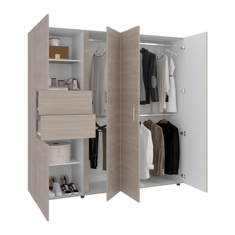 CLOSET ANTALYA 200X200, BARDOLINO Y BLANCO, CON 5 PUERTAS ABATIBLES - Image 2