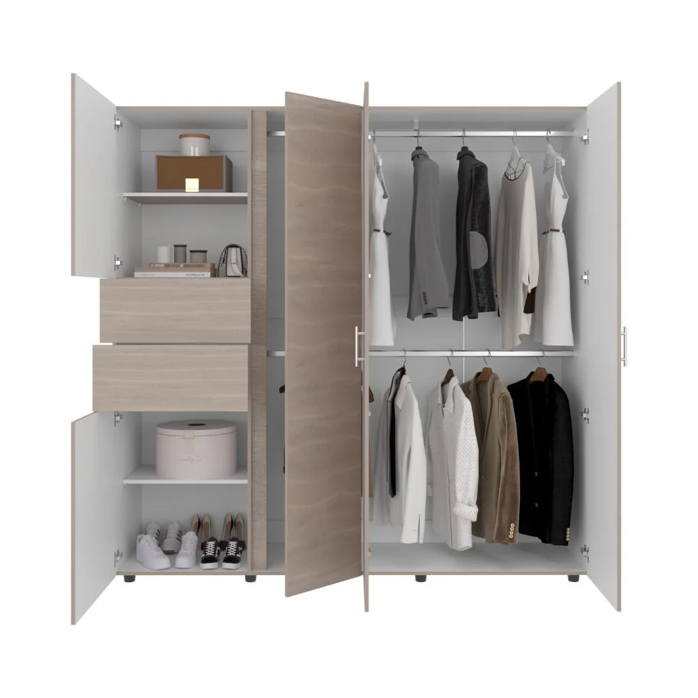 CLOSET ANTALYA 200X200, BARDOLINO Y BLANCO, CON 5 PUERTAS ABATIBLES - Image 4