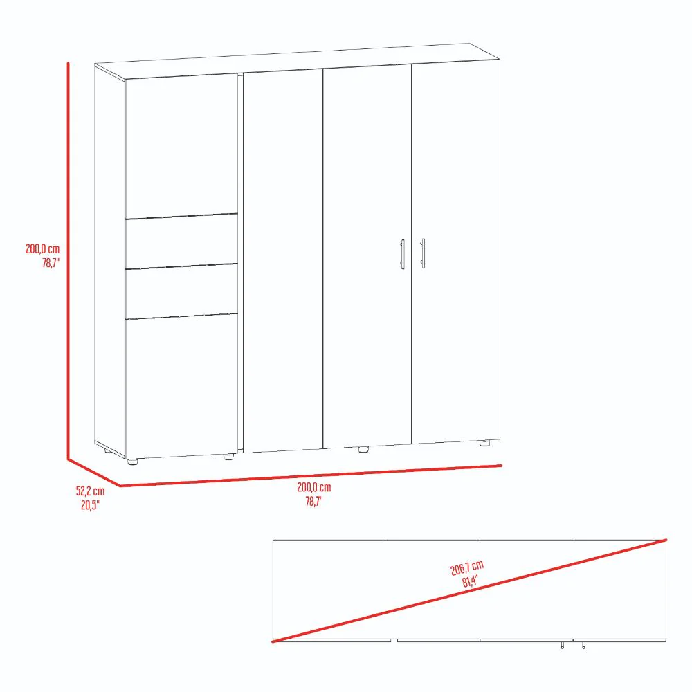 CLOSET ANTALYA 200X200, BARDOLINO Y BLANCO, CON 5 PUERTAS ABATIBLES - Image 8