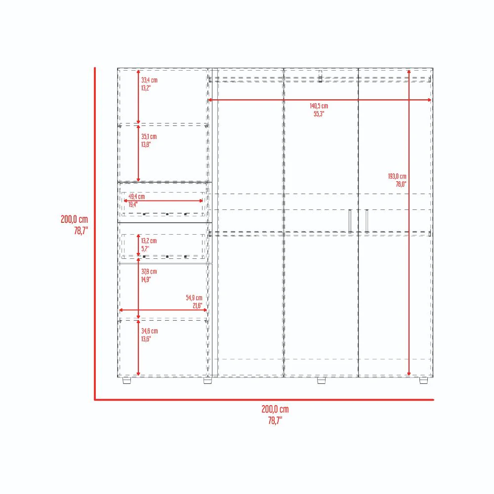 CLOSET ANTALYA 200X200, BARDOLINO Y BLANCO, CON 5 PUERTAS ABATIBLES - Image 9