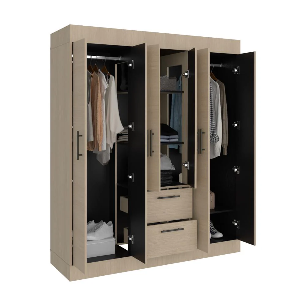 Closet Aura, Cartagena y Wengue, Con Seis Puertas y Dos Cajones - Image 2