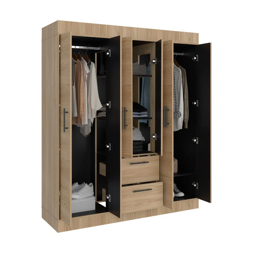 Closet Aura, Fresno Europeo y Wengue, con 6 puertas y dos cajones - Image 3
