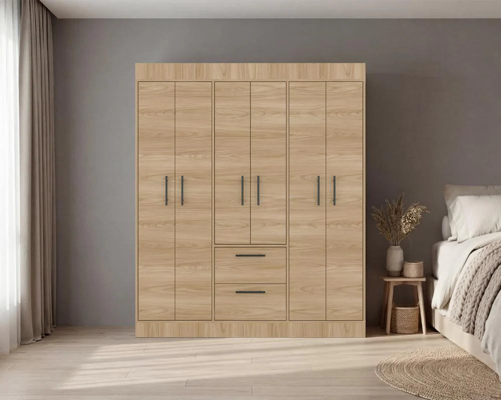 Closet Aura, Fresno Europeo y Wengue, con 6 puertas y dos cajones - Image 4