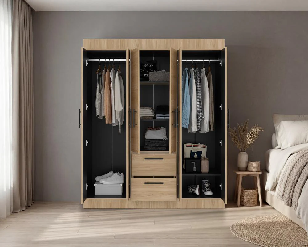 Closet Aura, Fresno Europeo y Wengue, con 6 puertas y dos cajones - Image 5