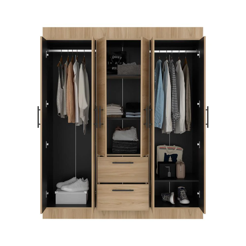 Closet Aura, Fresno Europeo y Wengue, con 6 puertas y dos cajones - Image 7