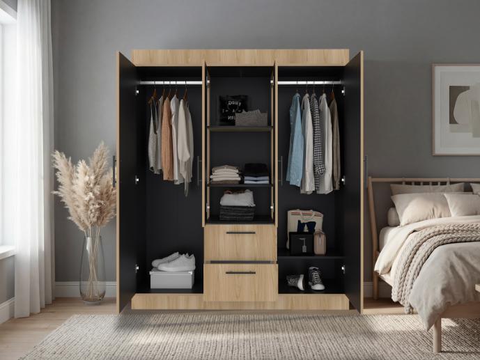 Closet Aura II, Fresno Europeo y Wengue, con 4 puertas y dos cajones - Image 5