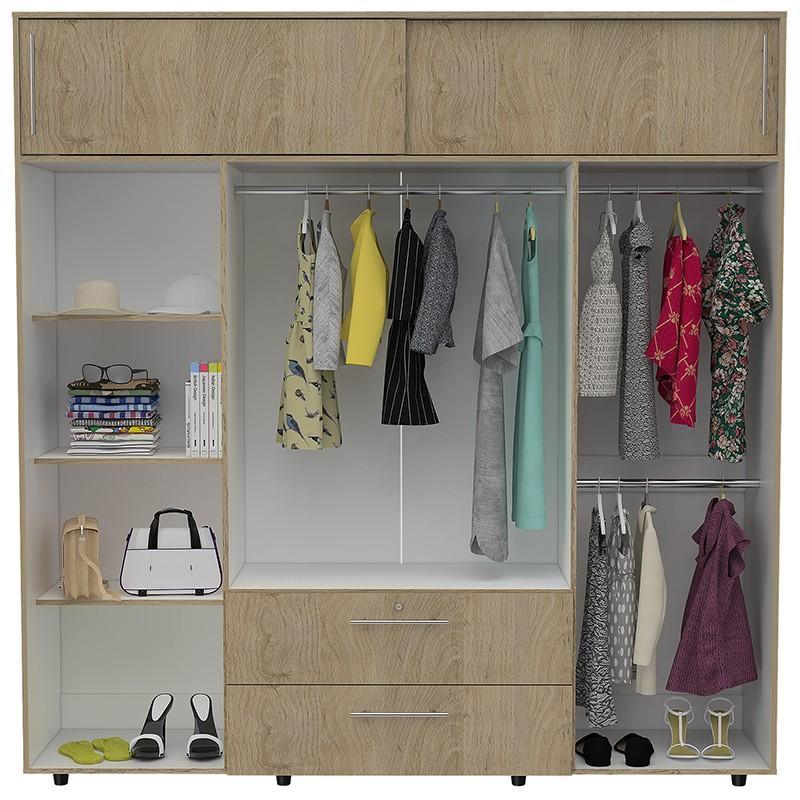 CLOSET BABEL, BEIGE Y BLANCO, CON CUATRO PUERTAS ABATIBLES Y CUATRO CAJONES MULTIUSOS - Image 3