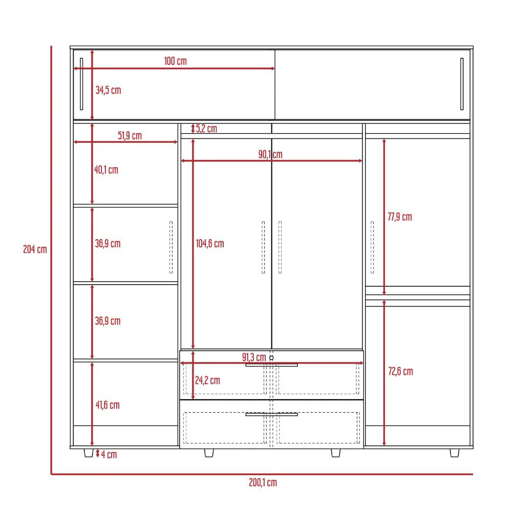 CLOSET BABEL, CAFÉ CLARO Y BLANCO, CON CUATRO PUERTAS ABATIBLES Y CUATRO CAJONES MULTIUSOS - Image 7
