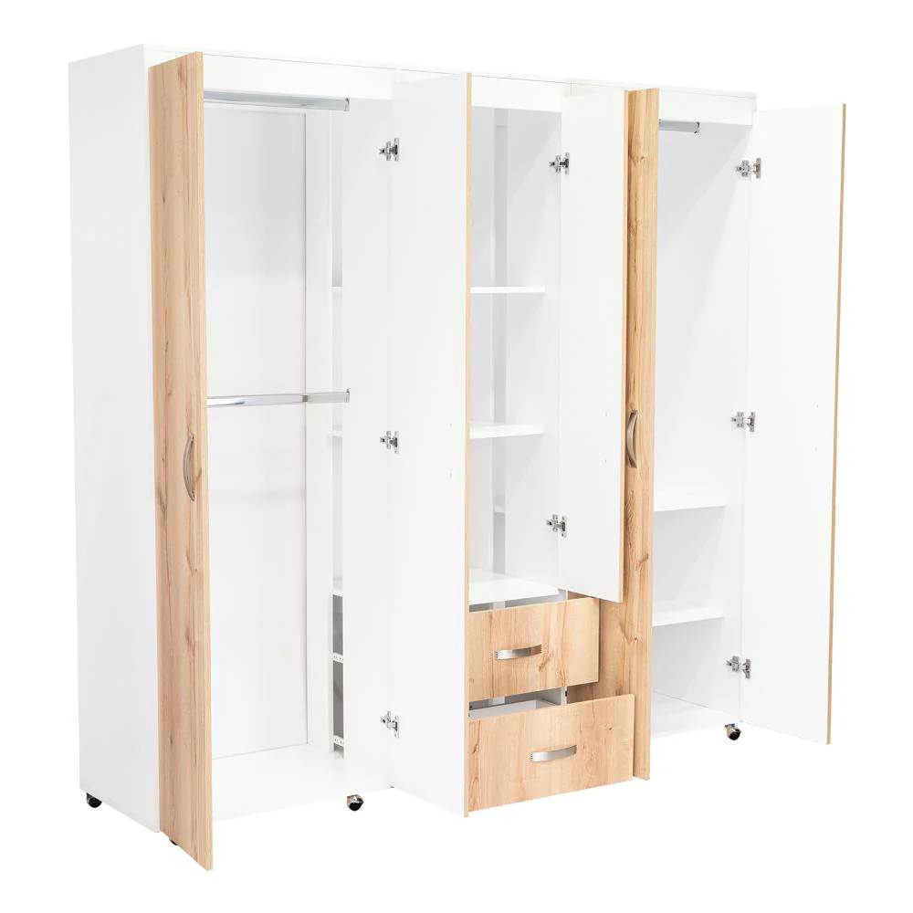 CLOSET BARILOCHE BOMBAY, CAFÉ CLARO Y BLANCO DUQUEZA CON VARIEDAD DE ENTREPAÑOS Y SEIS PUERTAS ABATIBLES - Image 7