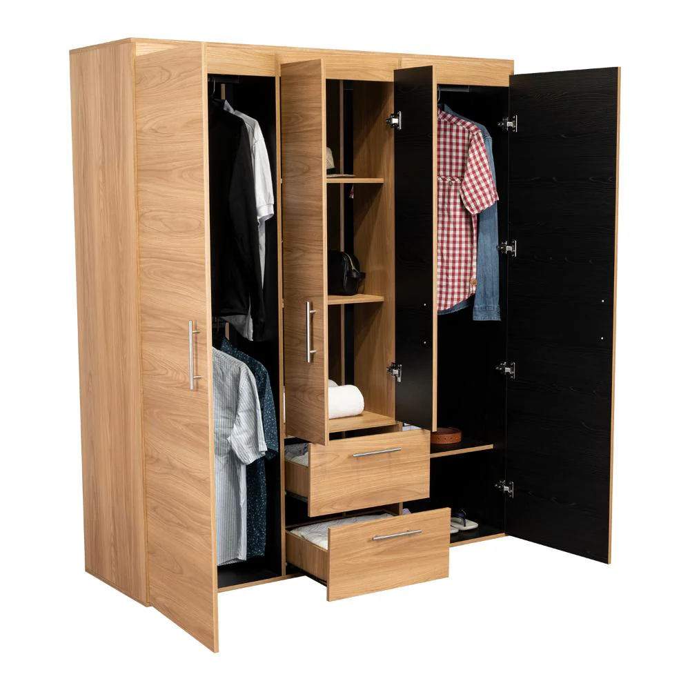 CLOSET BARILOCHE BOMBAY ECO, FRESNO EUROPEO Y WENGUE , CON VARIEDAD DE ENTREPAÑOS Y CUATRO PUERTAS ABATIBLES - Image 4