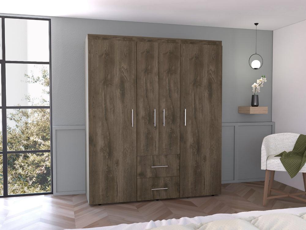 CLOSET BARILOCHE BOMBAY ECO, NOGAL Y BLANCO, CON VARIEDAD DE ENTREPAÑOS Y CUATRO PUERTAS ABATIBLES - Image 3