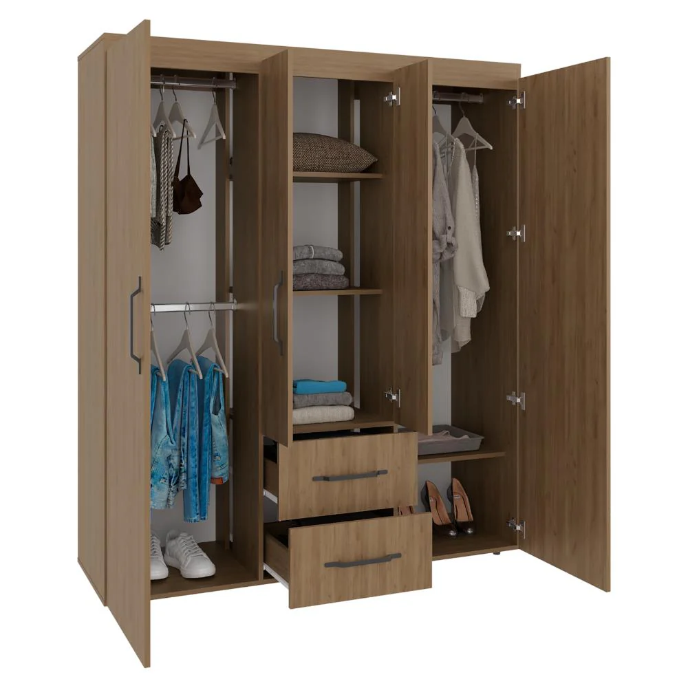 Closet Bariloche Eco, Kronos Fresno, Moderno con Variedad De Entrepaños, cuatro puertas y dos cajones ZF - Image 2