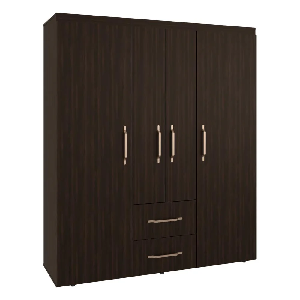 Closet Bariloche Eco, Kronos Nogal, Moderno con Variedad De Entrepaños, cuatro puertas y dos cajones ZF