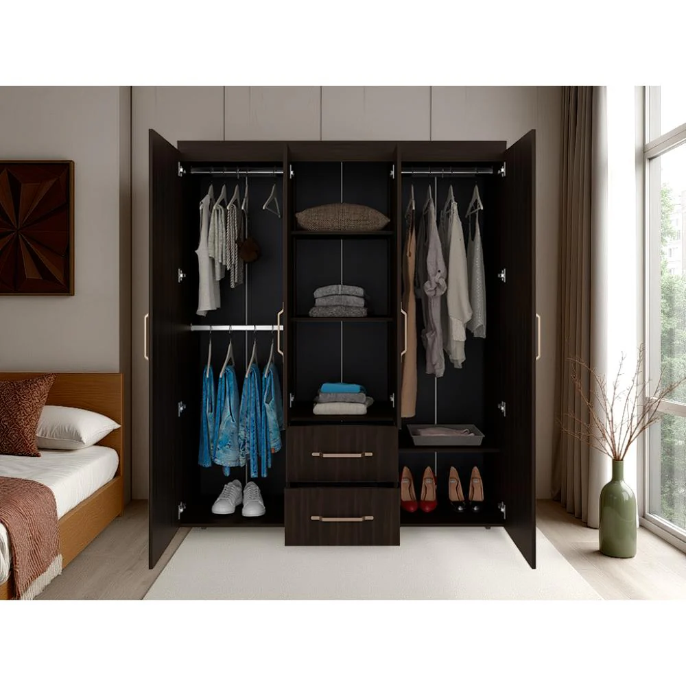 Closet Bariloche Eco, Kronos Nogal, Moderno con Variedad De Entrepaños, cuatro puertas y dos cajones ZF - Image 6