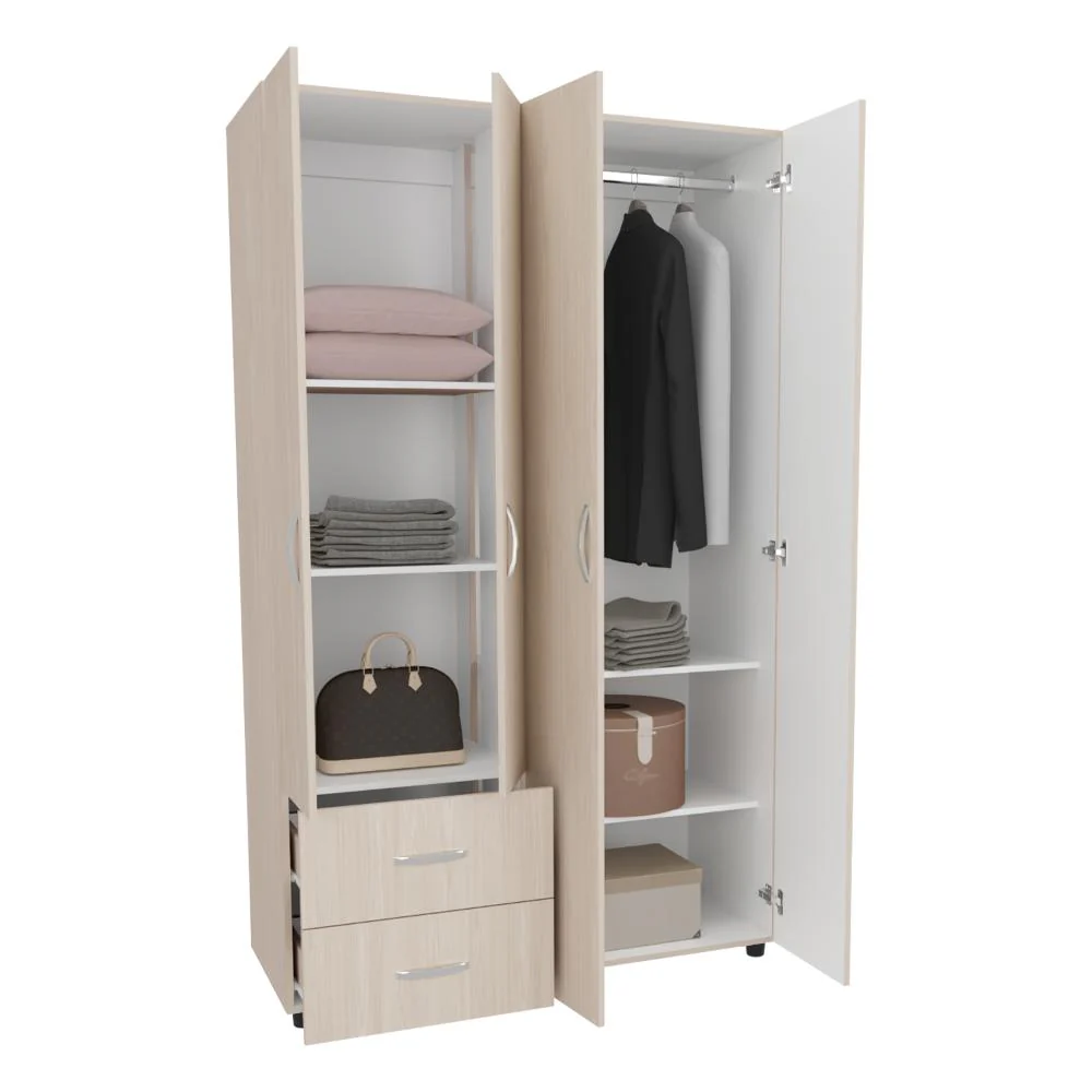 CLOSET BARIN 120, NEVADO Y BLANCO, CON CAJONES DE GRAN CAPACIDAD PARA SU ALMACENAMIENTO