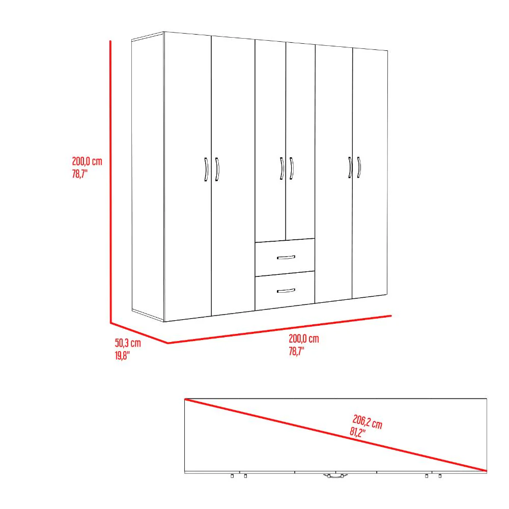 Closet Barin 200x200, Wengue, Con Cuatro Puertas Abatibles - Image 10
