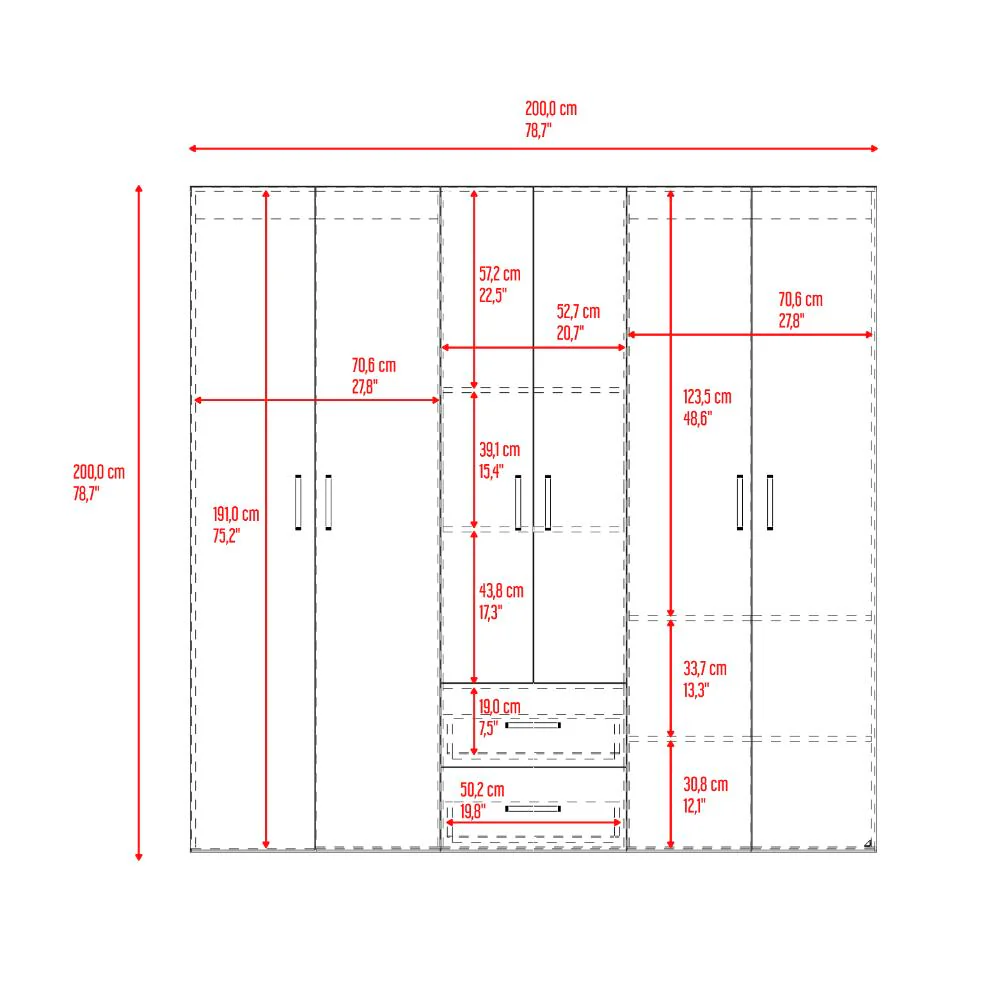 Closet Barin 200x200, Wengue, Con Cuatro Puertas Abatibles - Image 11