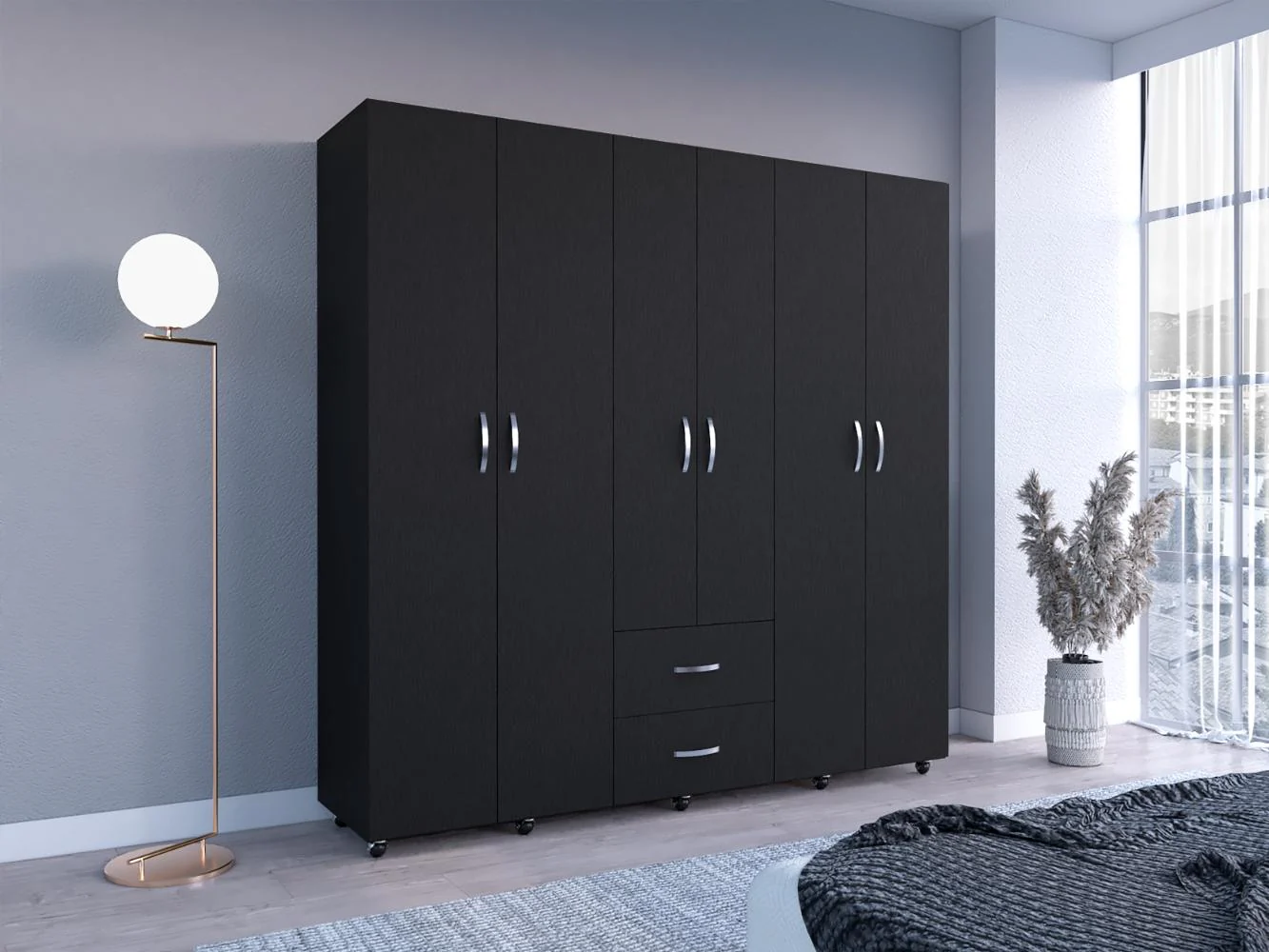 Closet Barin 200x200, Wengue, Con Cuatro Puertas Abatibles - Image 3