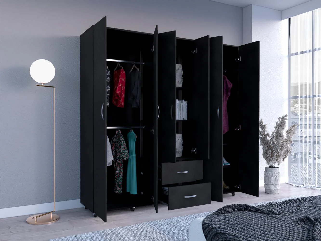 Closet Barin 200x200, Wengue, Con Cuatro Puertas Abatibles - Image 4