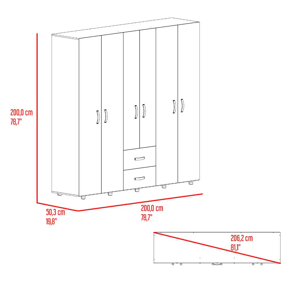 CLOSET BARIN 200, FRESNO EUROPEO Y WENGUE, CON CUATRO PUERTAS ABATIBLES - Image 7