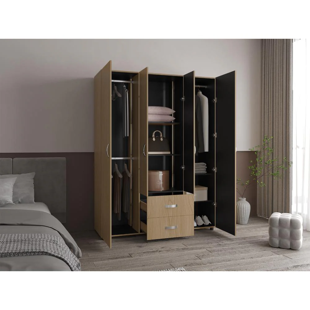 CLOSET BARIN 150, FRESNO EUROPEO Y WENGUE, CON DOS CAJONES ORGANIZADORES MULTIUSOS - Image 6