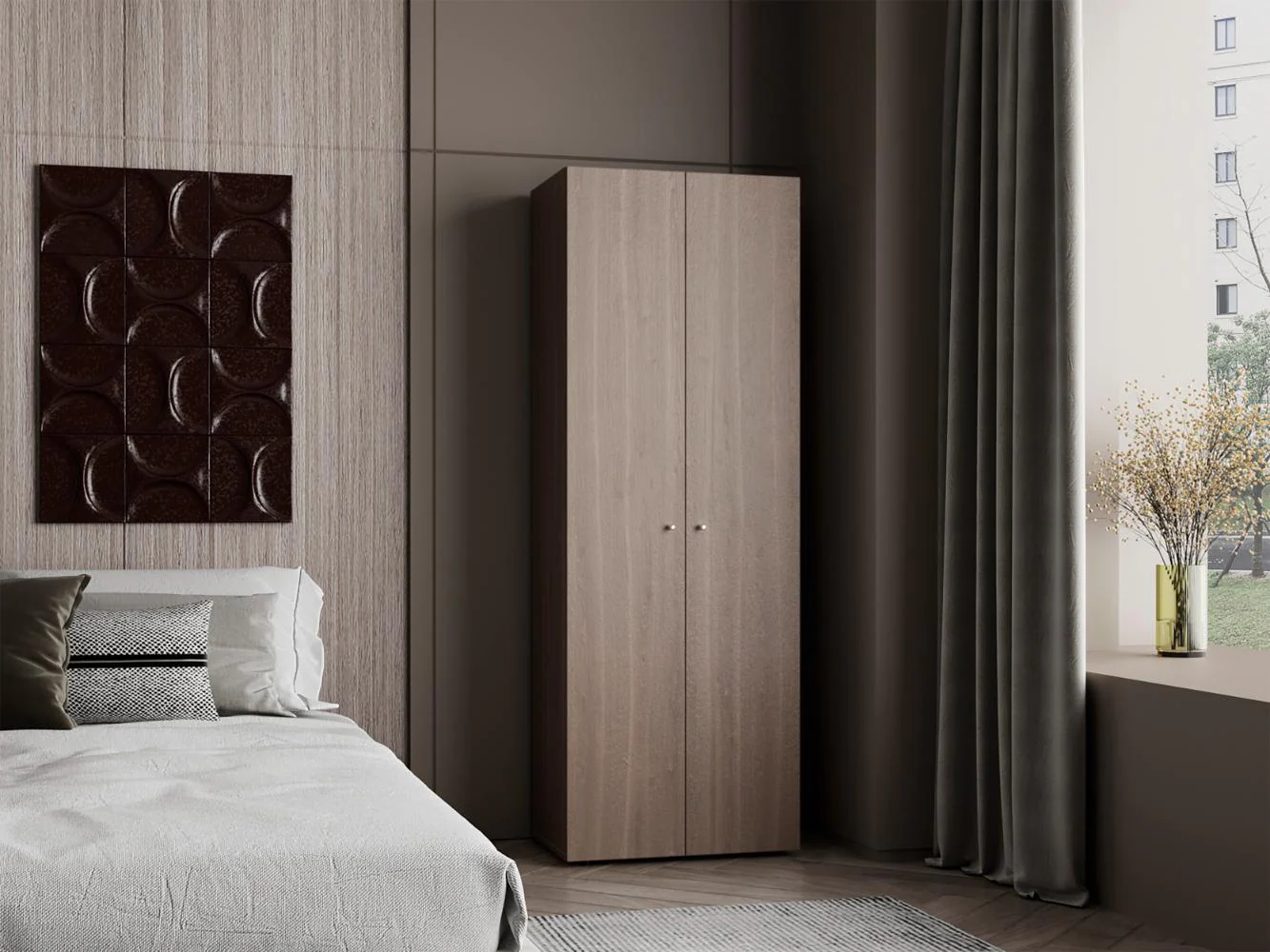 CLOSET BEICO, BARDOLINO Y BLANCO DUQUEZA, CON DOS PUERTAS ABATIBLES Y CUATRO ENTREPAÑOS - Image 3