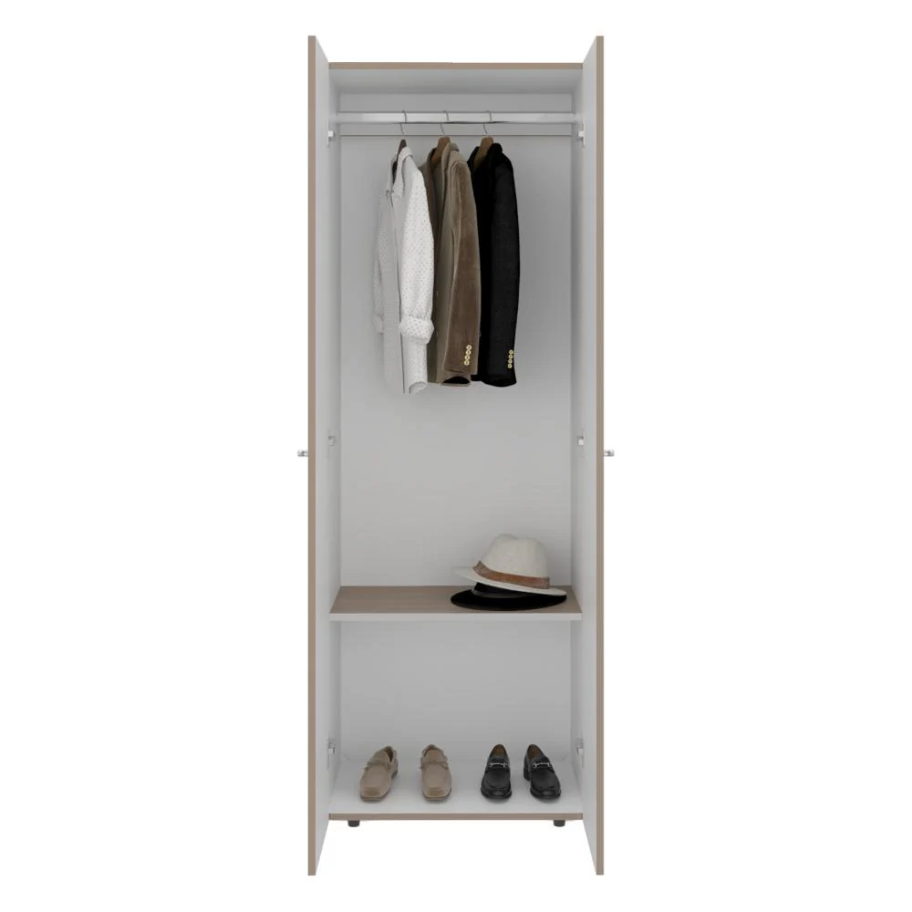 CLOSET BEICO, BARDOLINO Y BLANCO DUQUEZA, CON DOS PUERTAS ABATIBLES Y UN TUBO CROMADO - Image 2