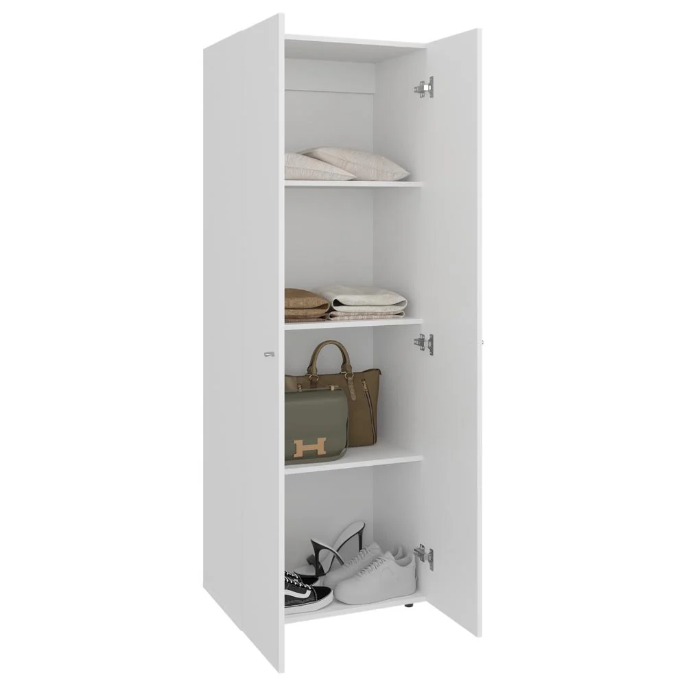 CLOSET BEICO, BLANCO DUQUEZA, CON DOS PUERTAS ABATIBLES Y CUATRO ENTREPAÑOS