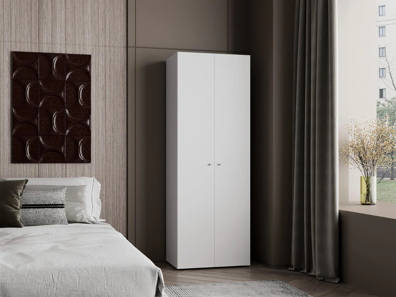 CLOSET BEICO, BLANCO DUQUEZA, CON DOS PUERTAS ABATIBLES Y CUATRO ENTREPAÑOS - Image 3