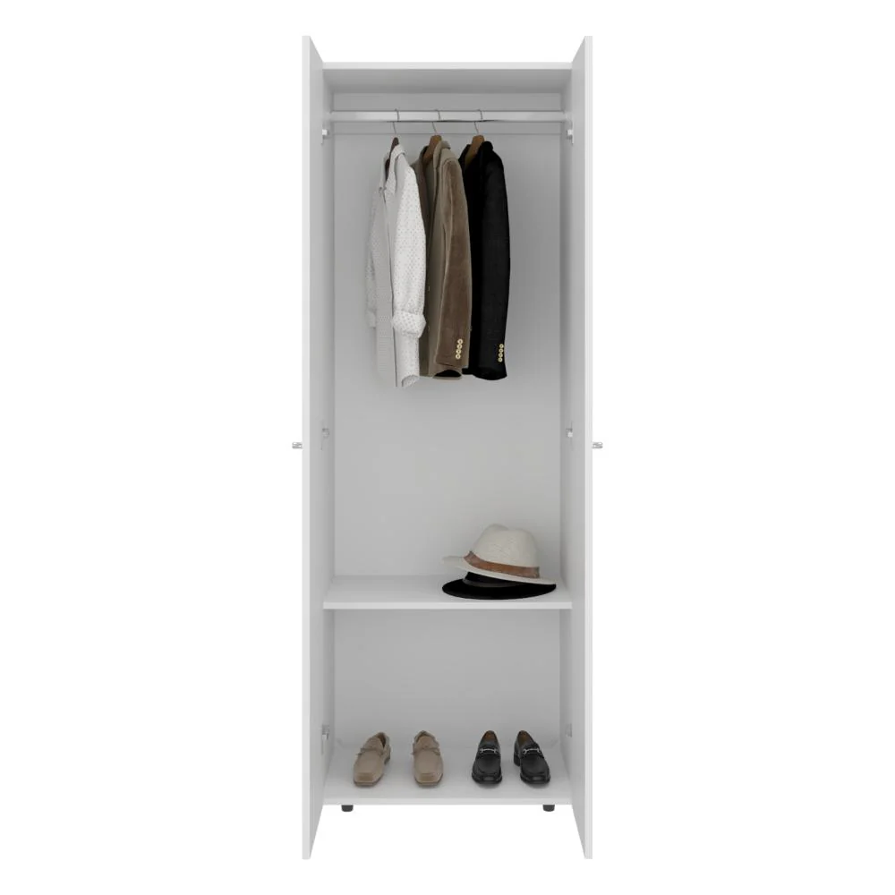CLOSET BEICO, BLANCO DUQUEZA, CON DOS PUERTAS ABATIBLES Y UN TUBO CROMADO - Image 2