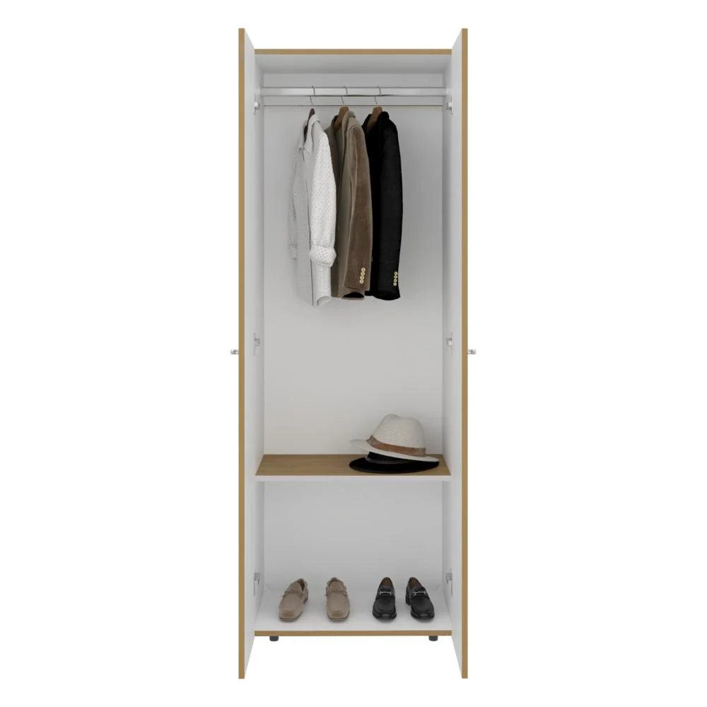 CLOSET BEICO, FRESNO EUROPEO Y BLANCO DUQUEZA, CON DOS PUERTAS ABATIBLES Y UN TUBO CROMADO - Image 2