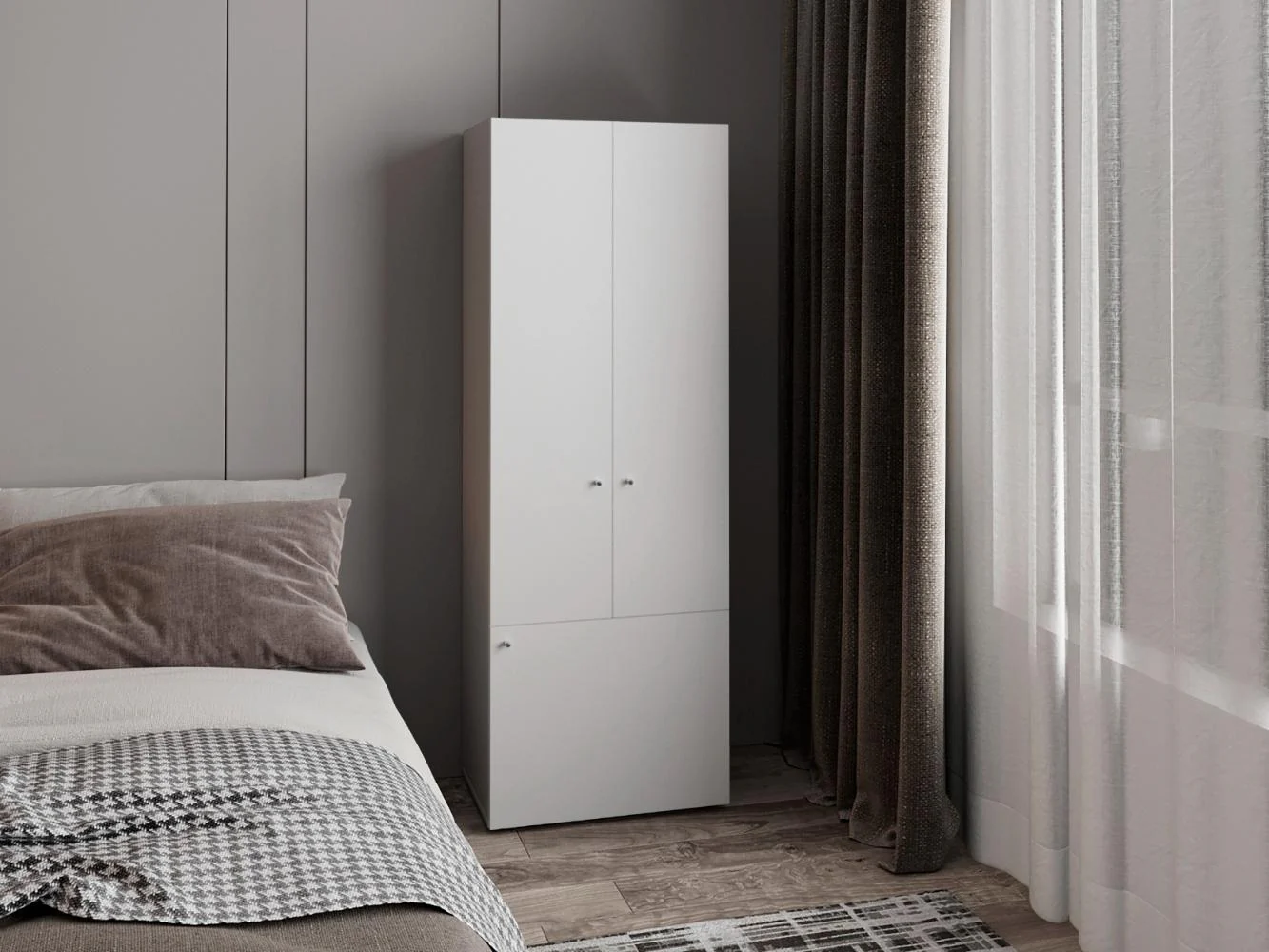 CLOSET BEICO II, BLANCO DUQUEZA, CON TRES PUERTAS ABATIBLES Y CUATRO ENTREPAÑOS - Image 3
