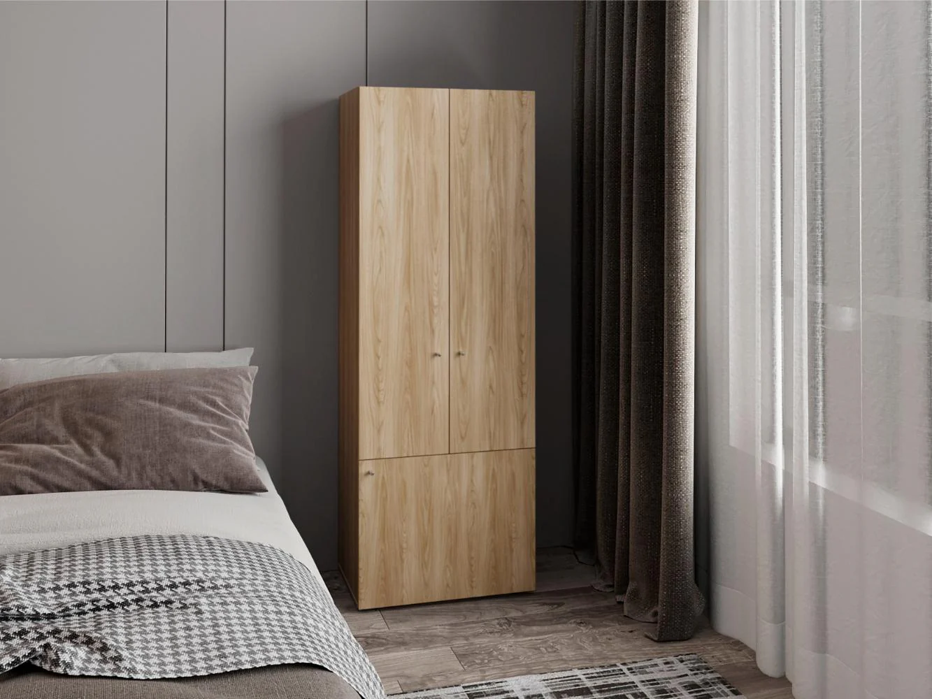 CLOSET BEICO II, FRESNO Y BLANCO DUQUEZA, CON TRES PUERTAS ABATIBLES Y CUATRO ENTREPAÑOS - Image 3