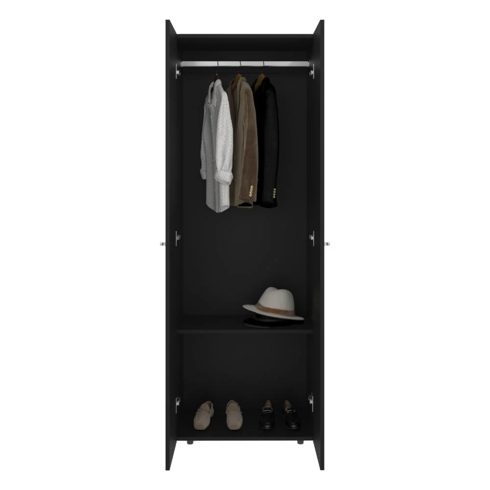 CLOSET BEICO, WENGUE, CON DOS PUERTAS ABATIBLES Y UN TUBO CROMADO - Image 3