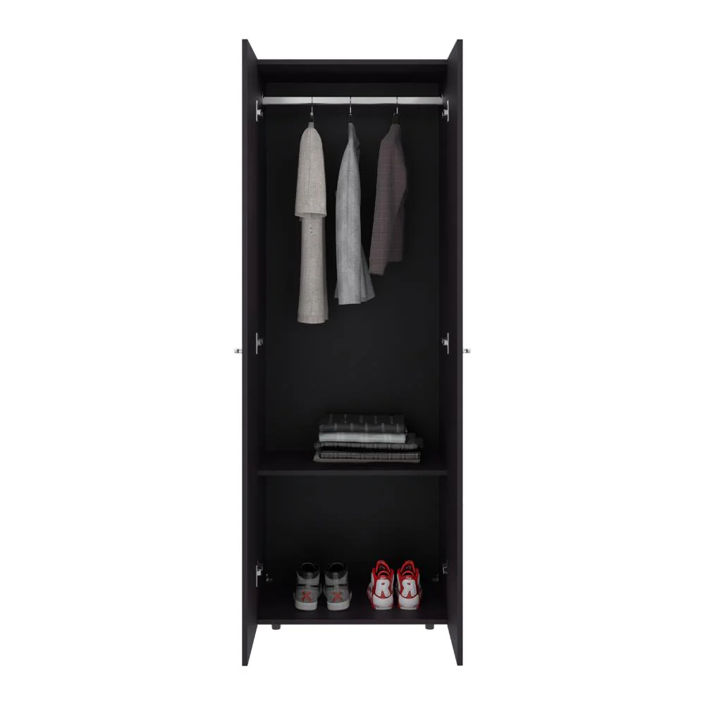 CLOSET BEICO, WENGUE, CON DOS PUERTAS ABATIBLES Y UN TUBO CROMADO ZF - Image 2