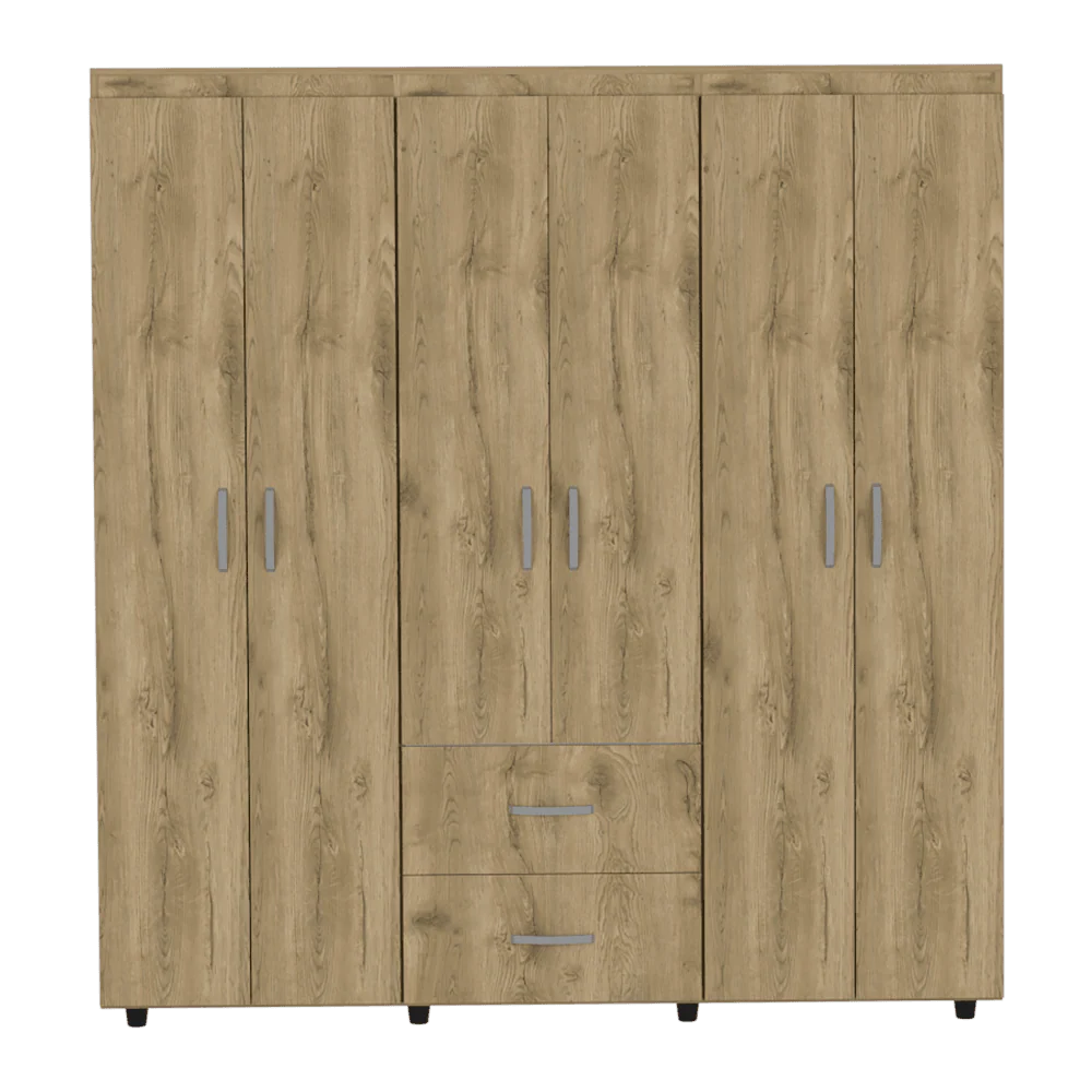 CLOSET BARILOCHE BOMBAY, MACADAMIA Y BLANCO, VARIEDAD DE ENTREPAÑOS Y SEIS PUERTAS ABATIBLES - Image 6