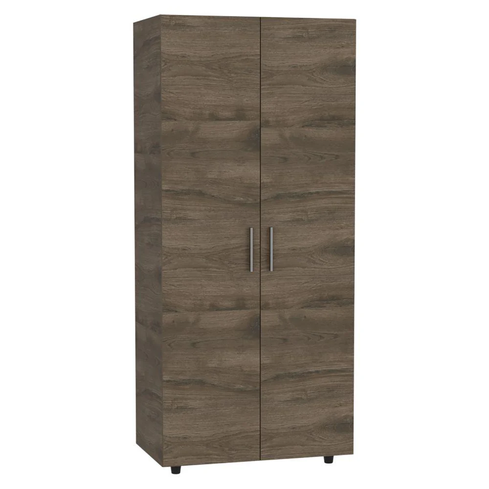CLOSET CARLOTA, NOGAL Y BLANCO, CON UN TUBO CROMADO Y TRES ENTREPAÑOS