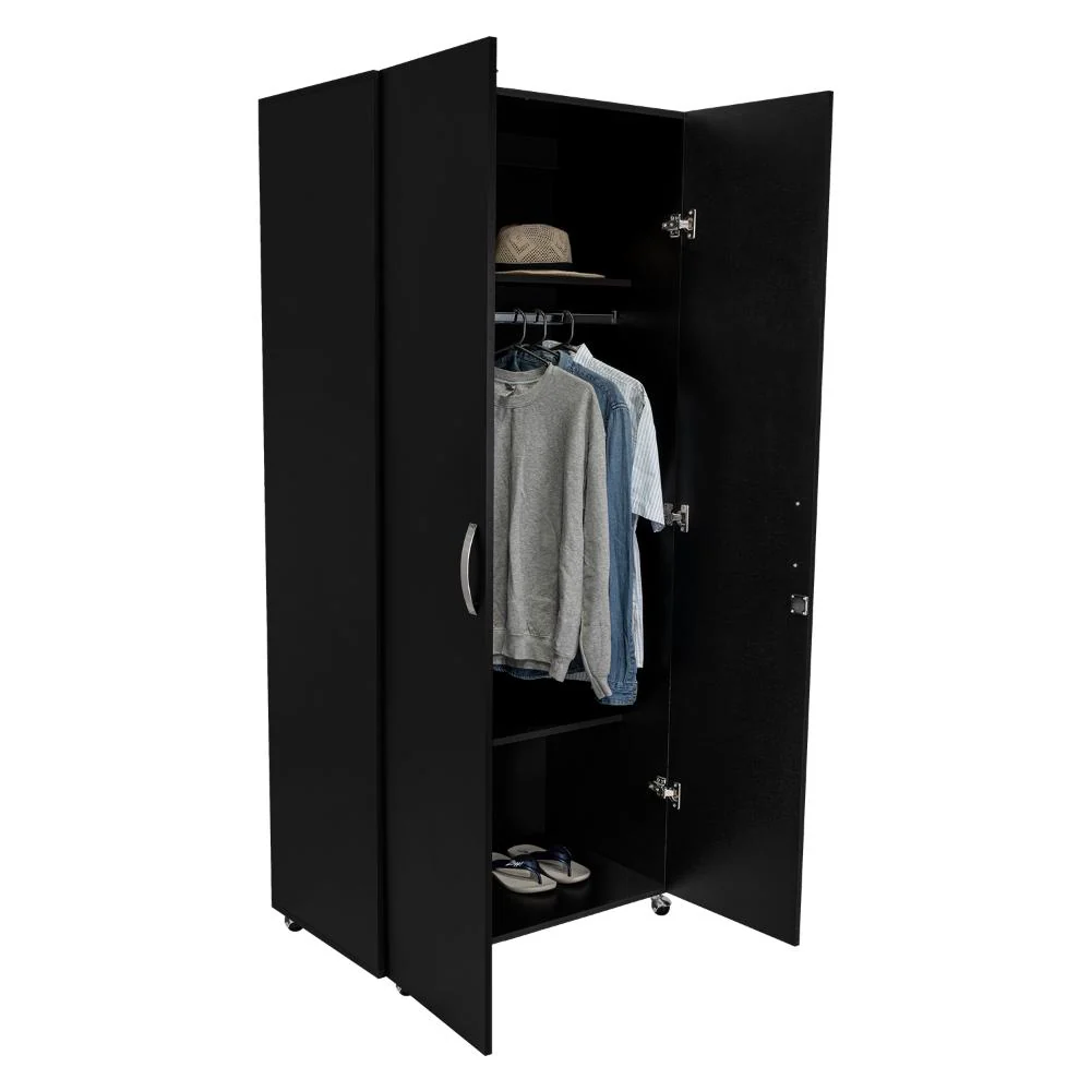 CLOSET CARLOTA, WENGUE, CON UN TUBO CROMADO Y TRES ENTREPAÑOS Y DOS PUERTAS - Image 4