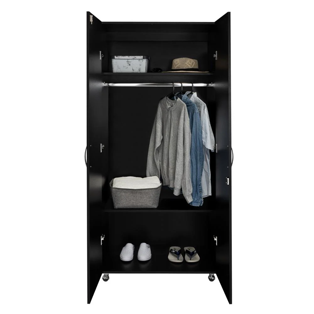 CLOSET CARLOTA, WENGUE, CON UN TUBO CROMADO Y TRES ENTREPAÑOS Y DOS PUERTAS - Image 6