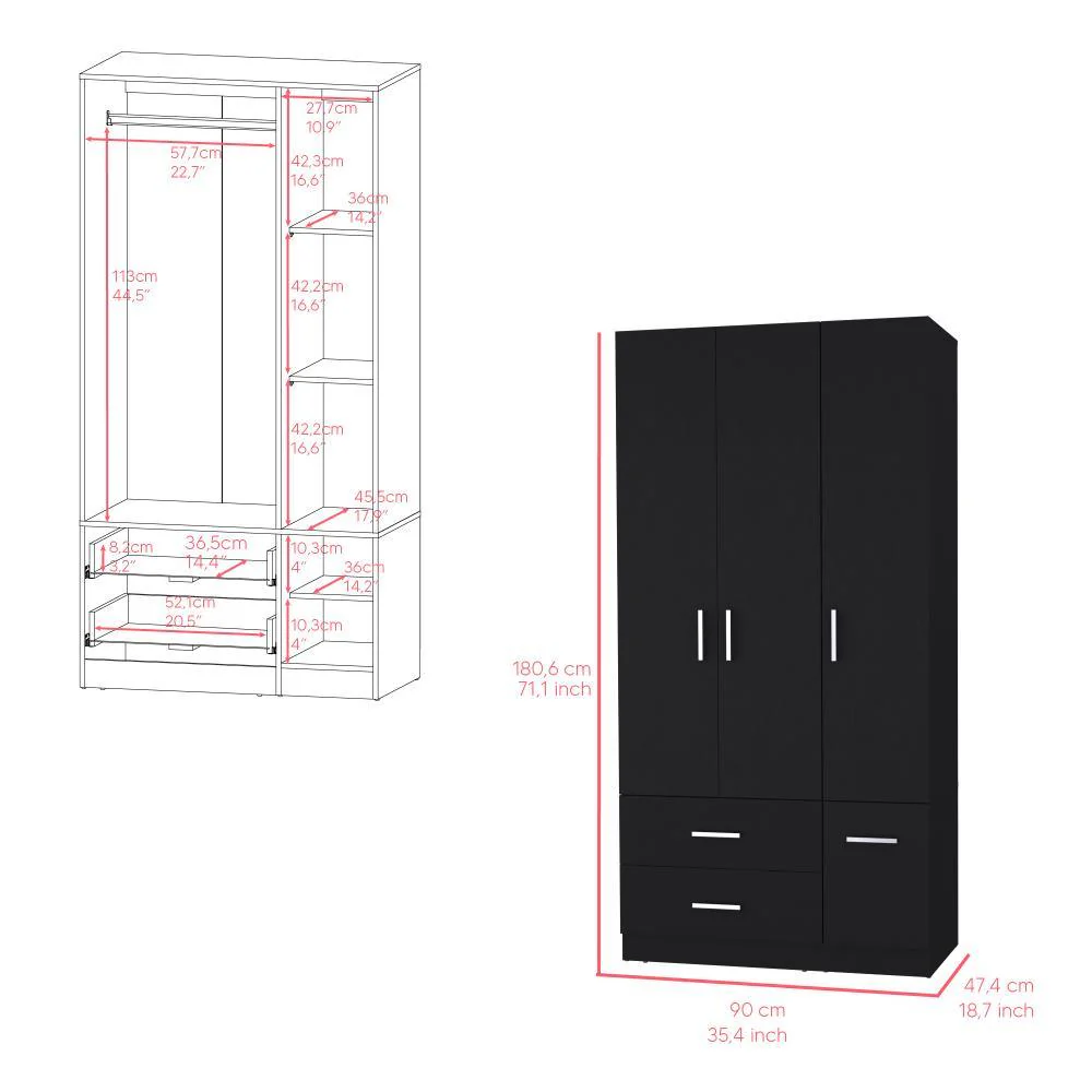 CLOSET CEBRES, WENGUE, CON CUATRO PUERTAS Y DOS CAJONES ZF - Image 8