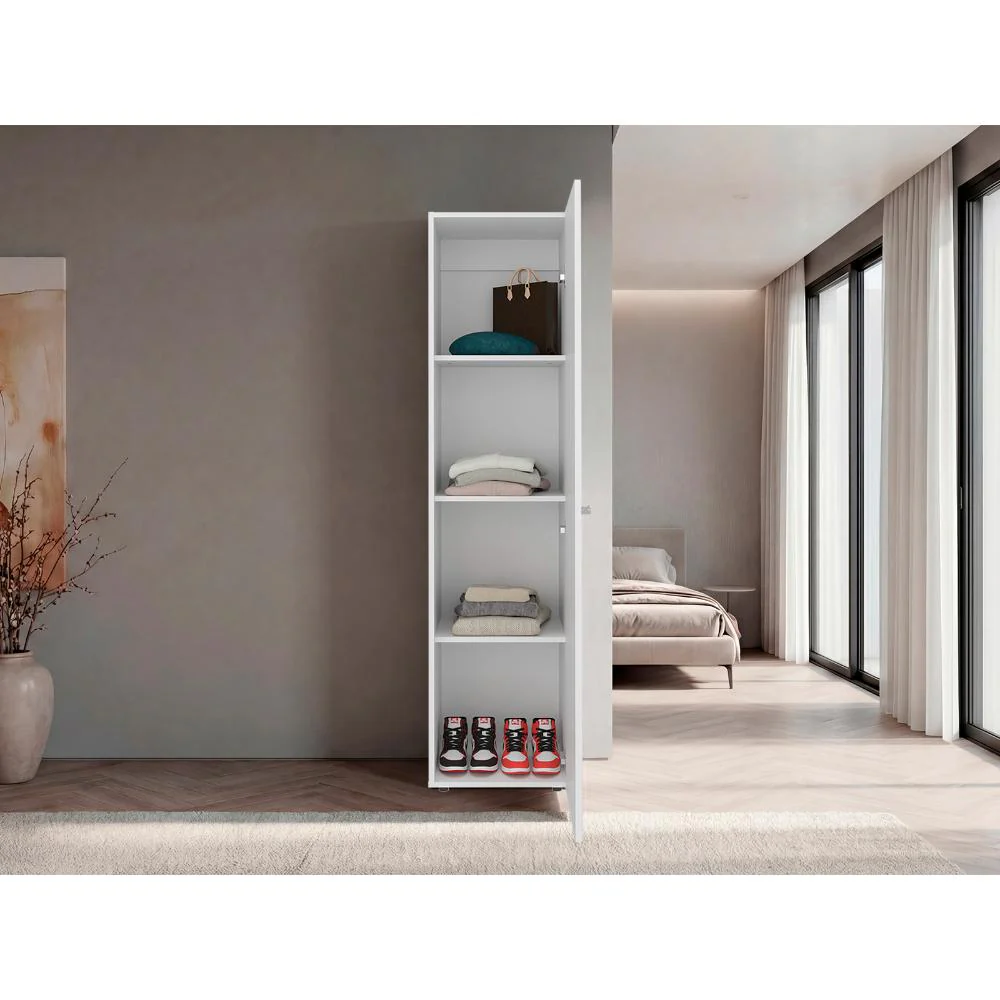 Closet Con Espejo Alma, Blanco Duqueza, Una puerta abatible y entrepaños para guardar ropa ZF - Image 6