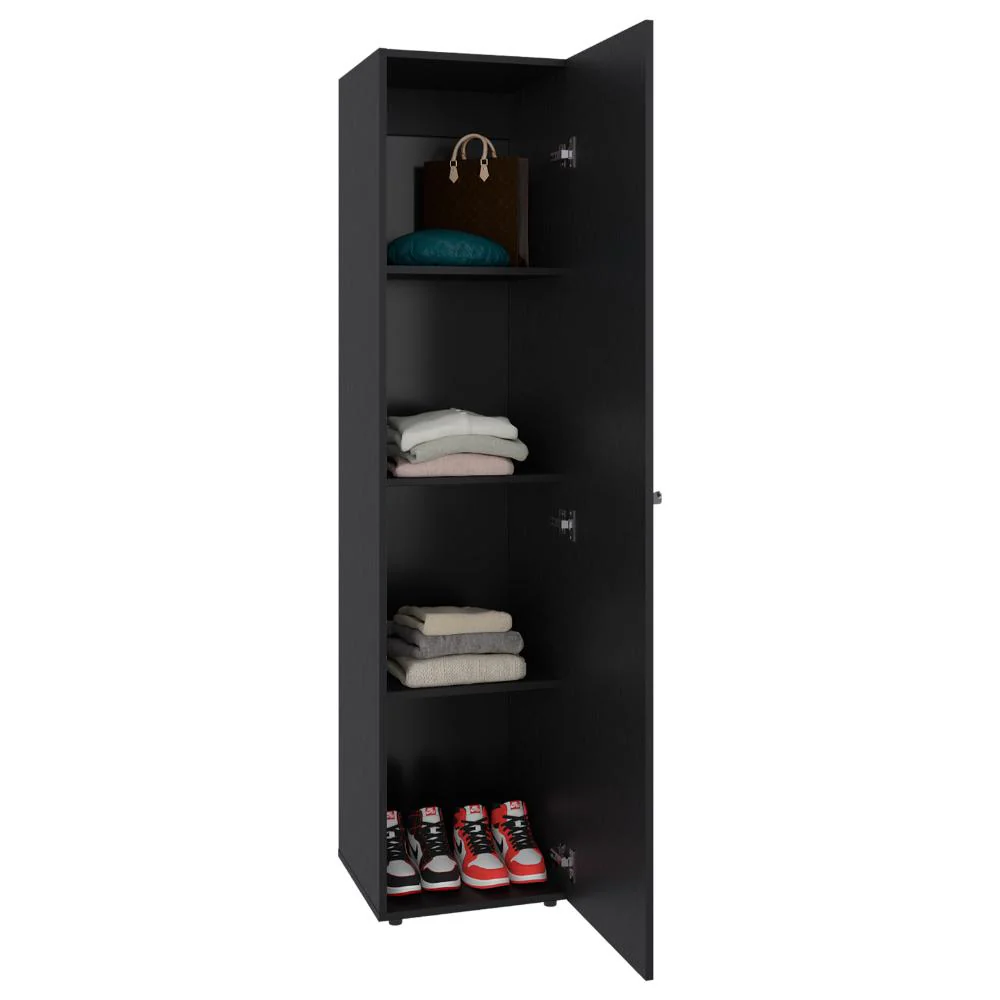 Closet Con Espejo Alma, Wengue, Una puerta abatible y entrepaños para guardar ropa ZF - Image 2