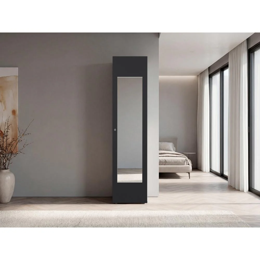 Closet Con Espejo Alma, Wengue, Una puerta abatible y entrepaños para guardar ropa ZF - Image 5