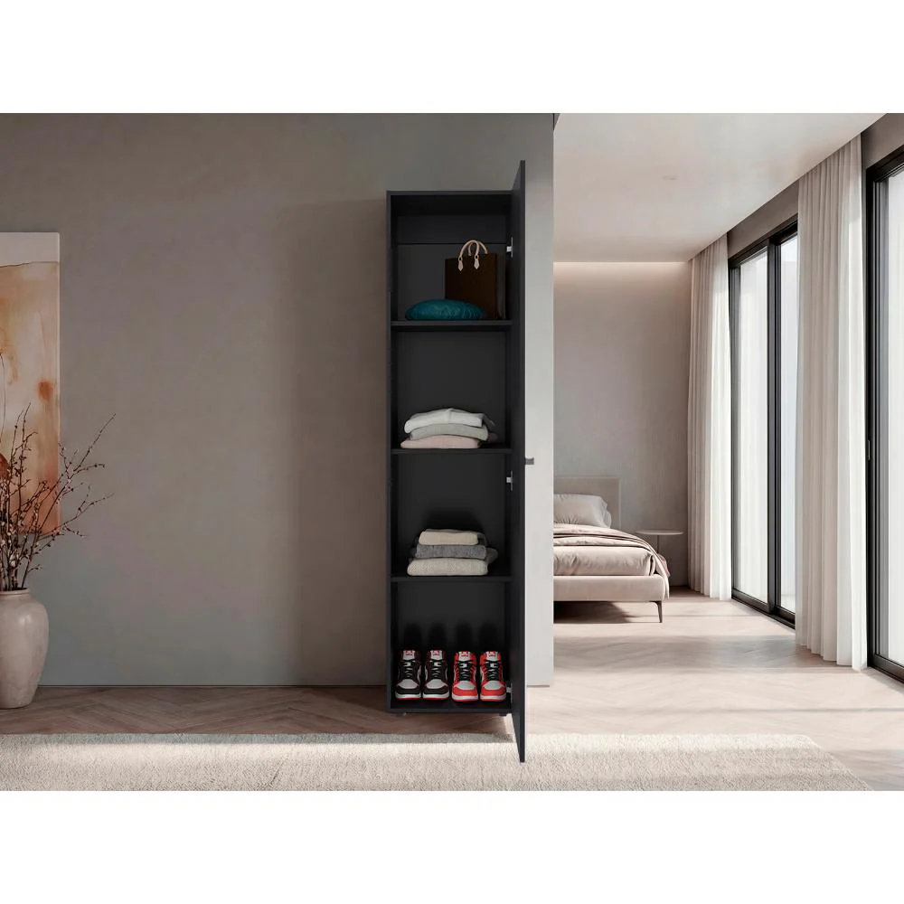 Closet Con Espejo Alma, Wengue, Una puerta abatible y entrepaños para guardar ropa ZF - Image 6