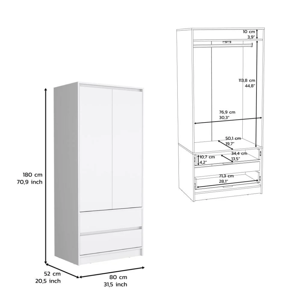 CLOSET CRUELLA, BLANCO, CON DOS PUERTAS ABATIBLES DEBE SER ANCLADO A LA PARED ZF - Image 7