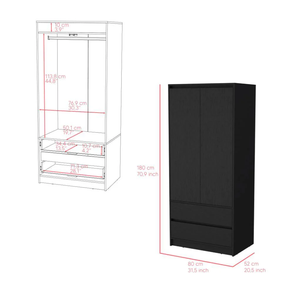 CLOSET CRUELLA, NEGRO, CON DOS PUERTAS ABATIBLES DEBE SER ANCLADO A LA PARED ZF - Image 8