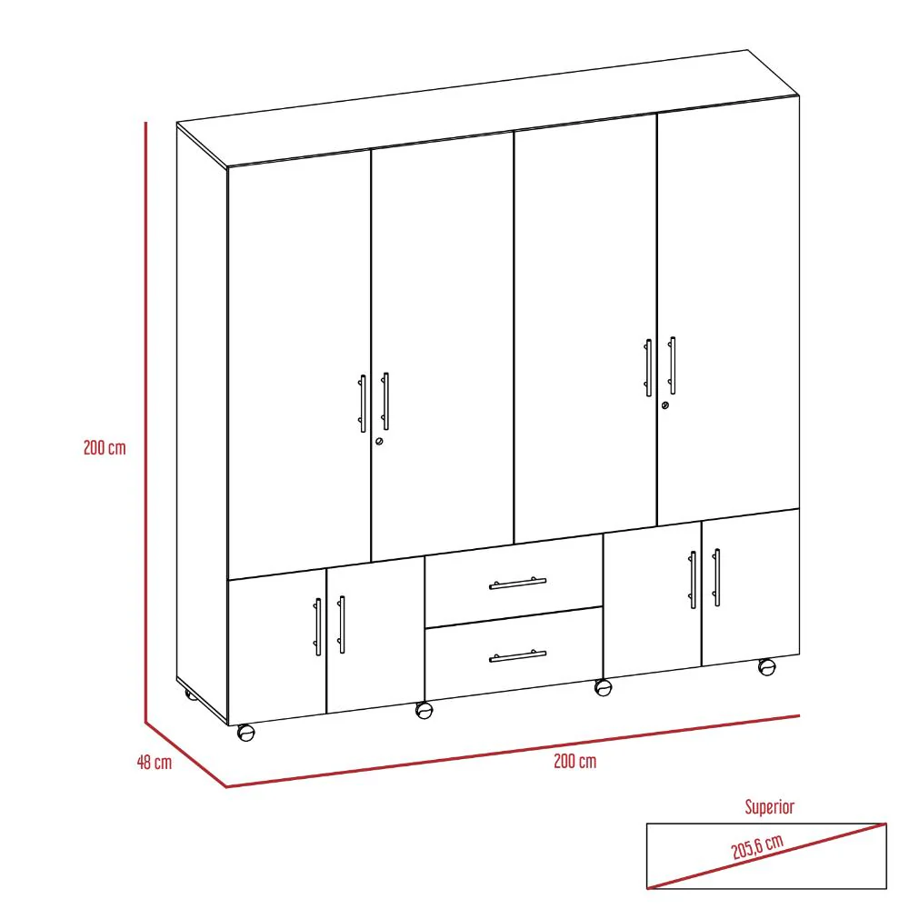 CLOSET DALLAS, BEIGE Y BLANCO, CON OCHO PUERTAS ABATIBLES Y DOS CAJONES ORGANIZADORES - Image 14