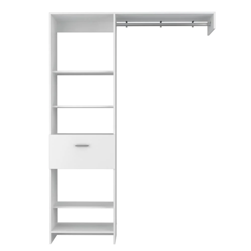 CLOSET DELHI 150, BLANCO DUQUEZA, CON TRES ENTREPAÑOS Y UN TUBO PARA COLGAR ROPA ZF - Image 10