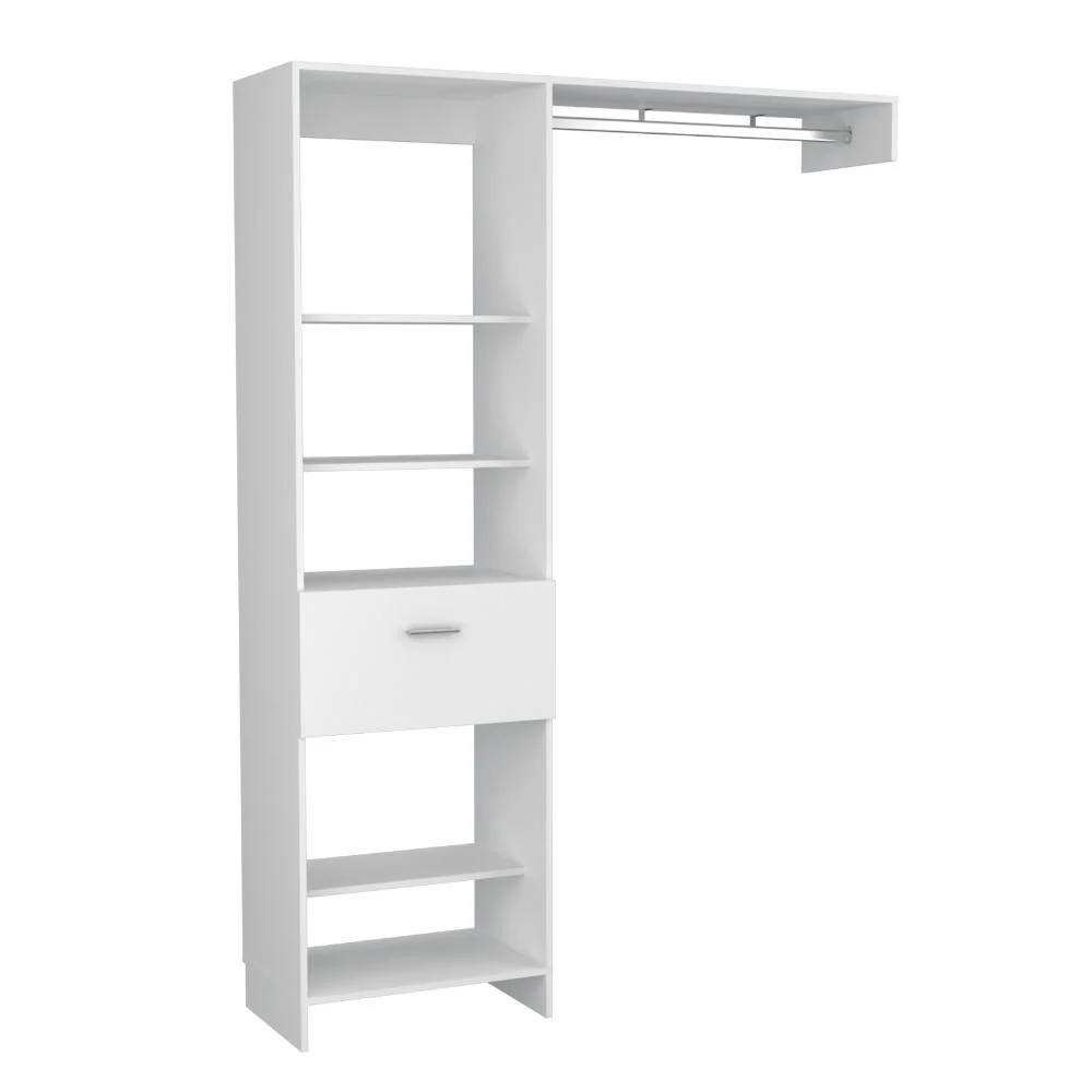 CLOSET DELHI 150, BLANCO DUQUEZA, CON TRES ENTREPAÑOS Y UN TUBO PARA COLGAR ROPA ZF - Image 9